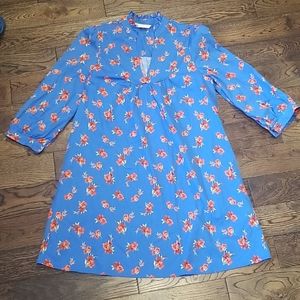 Zara Peasant Mini Dress with floral pattern